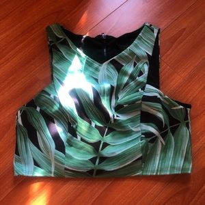 TopShop leafy green palm crop top